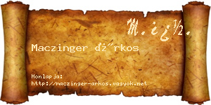 Maczinger Árkos névjegykártya